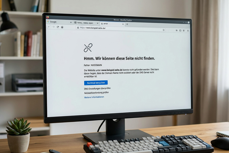 a screen showing a dns error